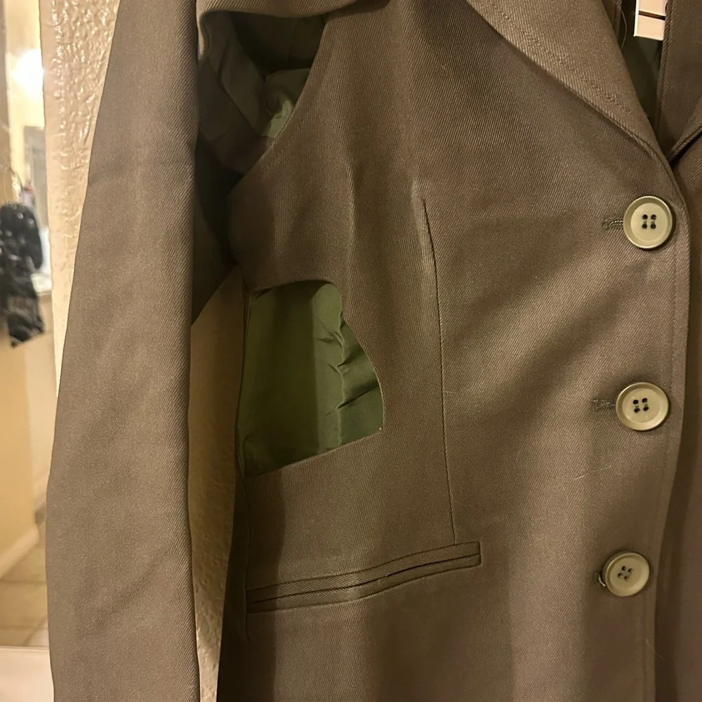 2/$50 NWT Choosy Olive Military Cutout Jacket w/Shoulder Pads/Pockets Multi size - Picture 3 of 6